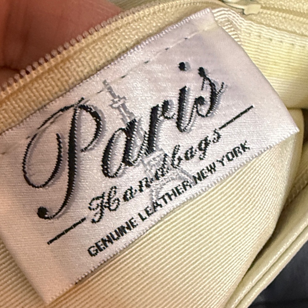 Paris Cream Leather Tassel Crossbody Bag with Gold Accents - Picture 10 of 14